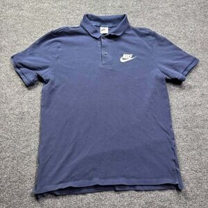 Nike Polo Shirt Mens L Navy Blue Athletic Casual Golf Sporty Comfortable